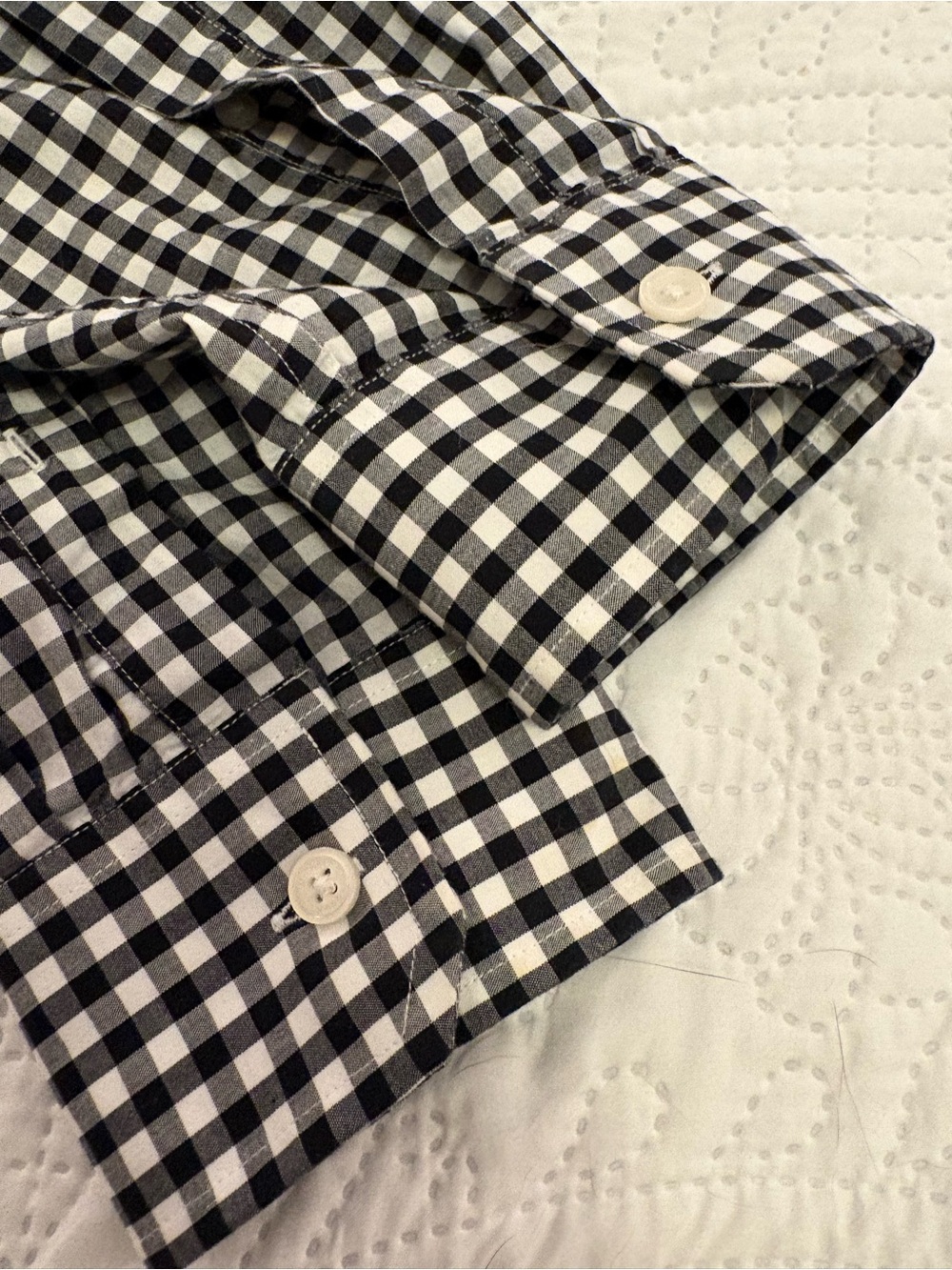 Michael Kors Black and White Gingham Button-Down Shirt - Picture 10 of 11